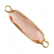 Kristallglas Zwischenstück lang Oval 29mm Pink-gold